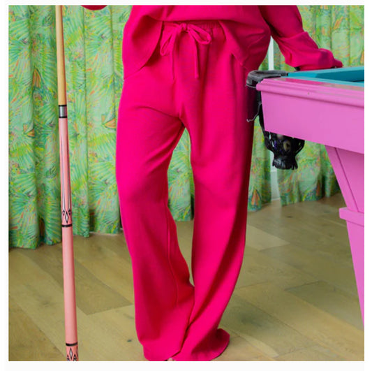 LuLu Mac Waffle Pants- Hot Pink