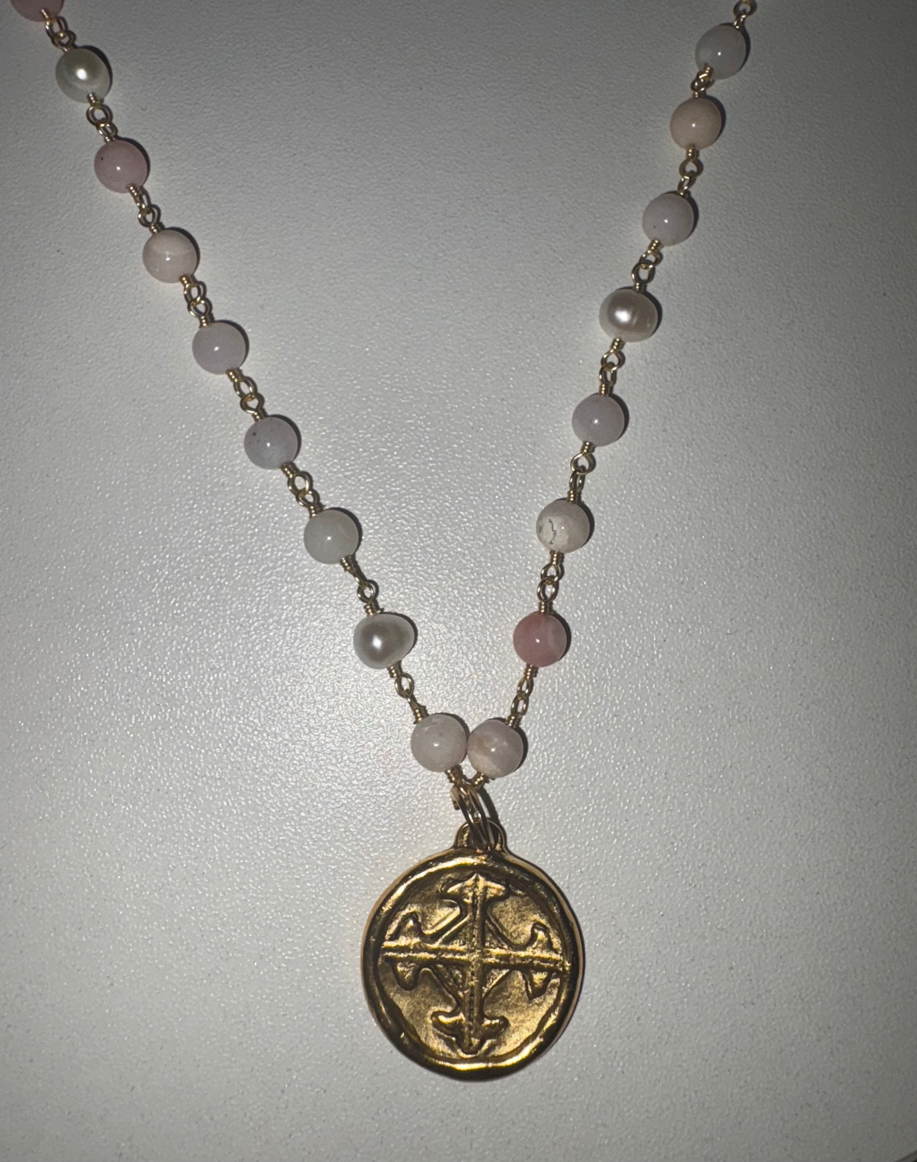 Serenity Prayer Coin Moonstone Necklace