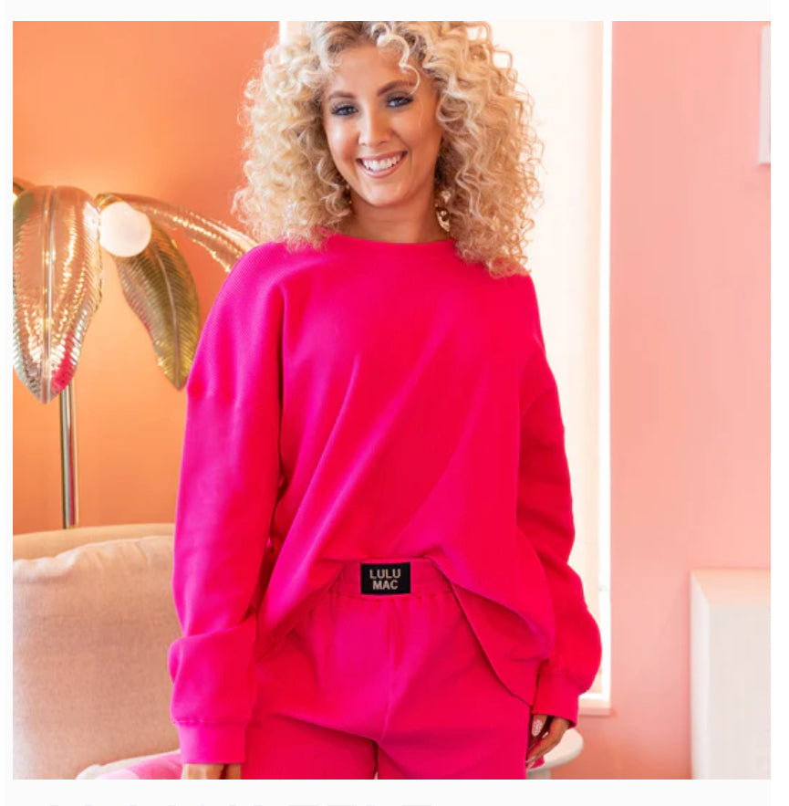 LuLu Mac Waffle Top- Hot Pink