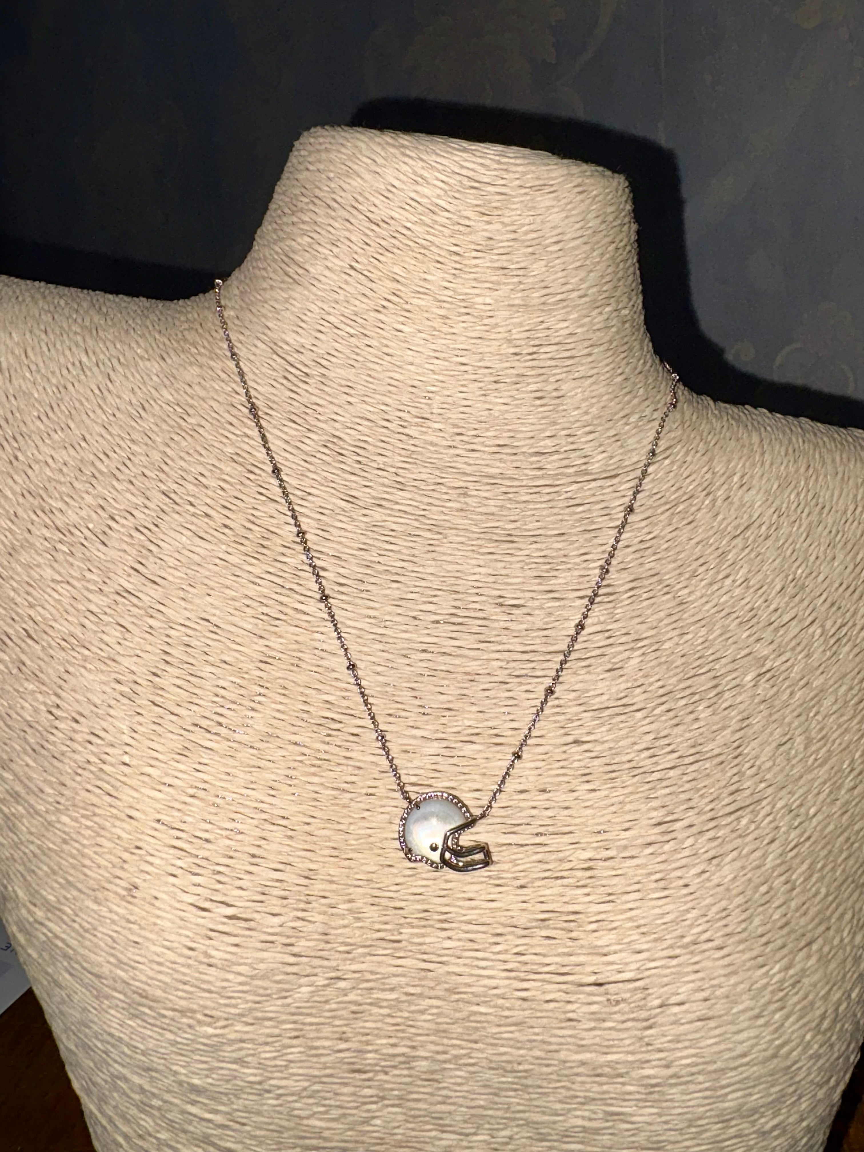 Kendra Scott Pearl Football Helmet Necklace