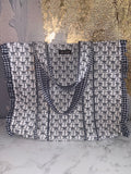 Black Bow Lg Quilted Tote
