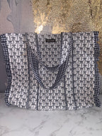 Black Bow Lg Quilted Tote