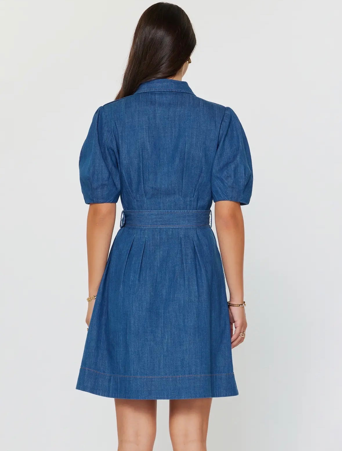 angie denim dress Wholesale C4926-ASIS BUTTON FRONT TIERED DENIM DRESS for your store