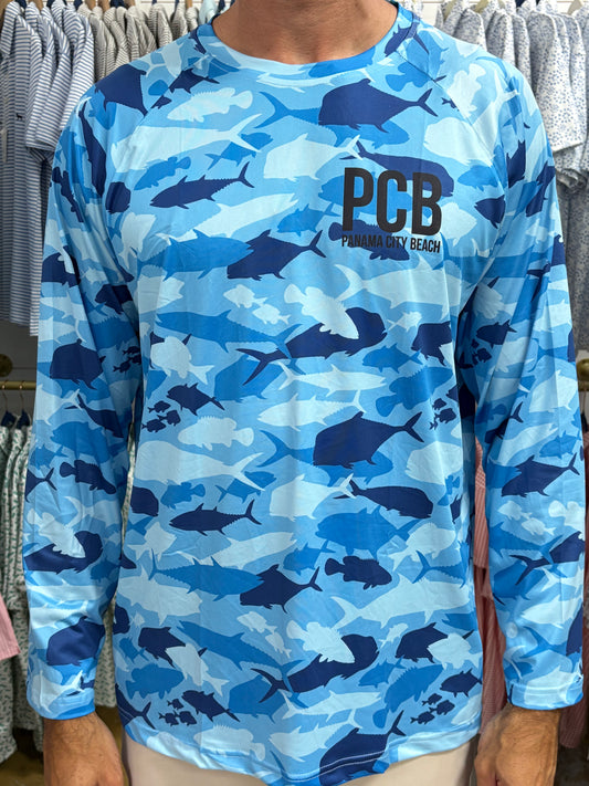 Blue Fish Camo Performance Top