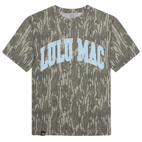 LuLu Mac Blue Letters Mossy Oak Tee
