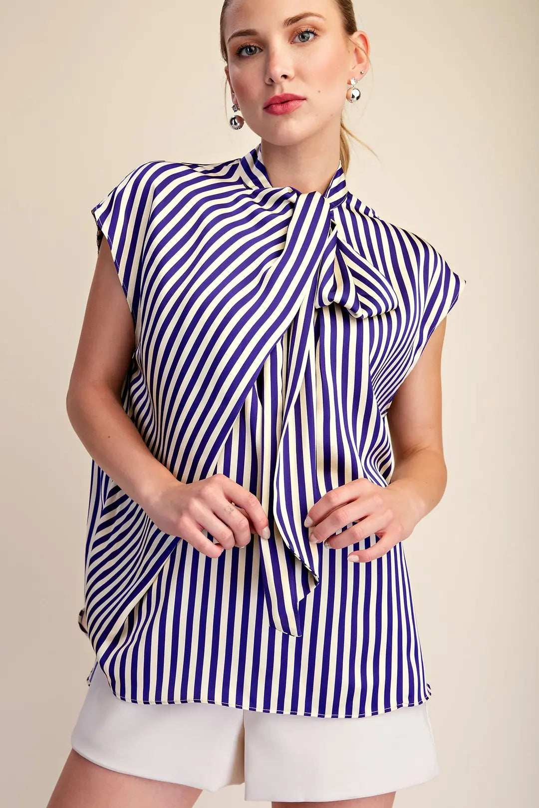 All Tied Up Striped Blouse