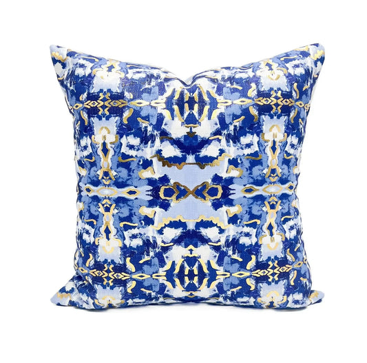 Gold Foil Navy Kaleidoscope Pillow