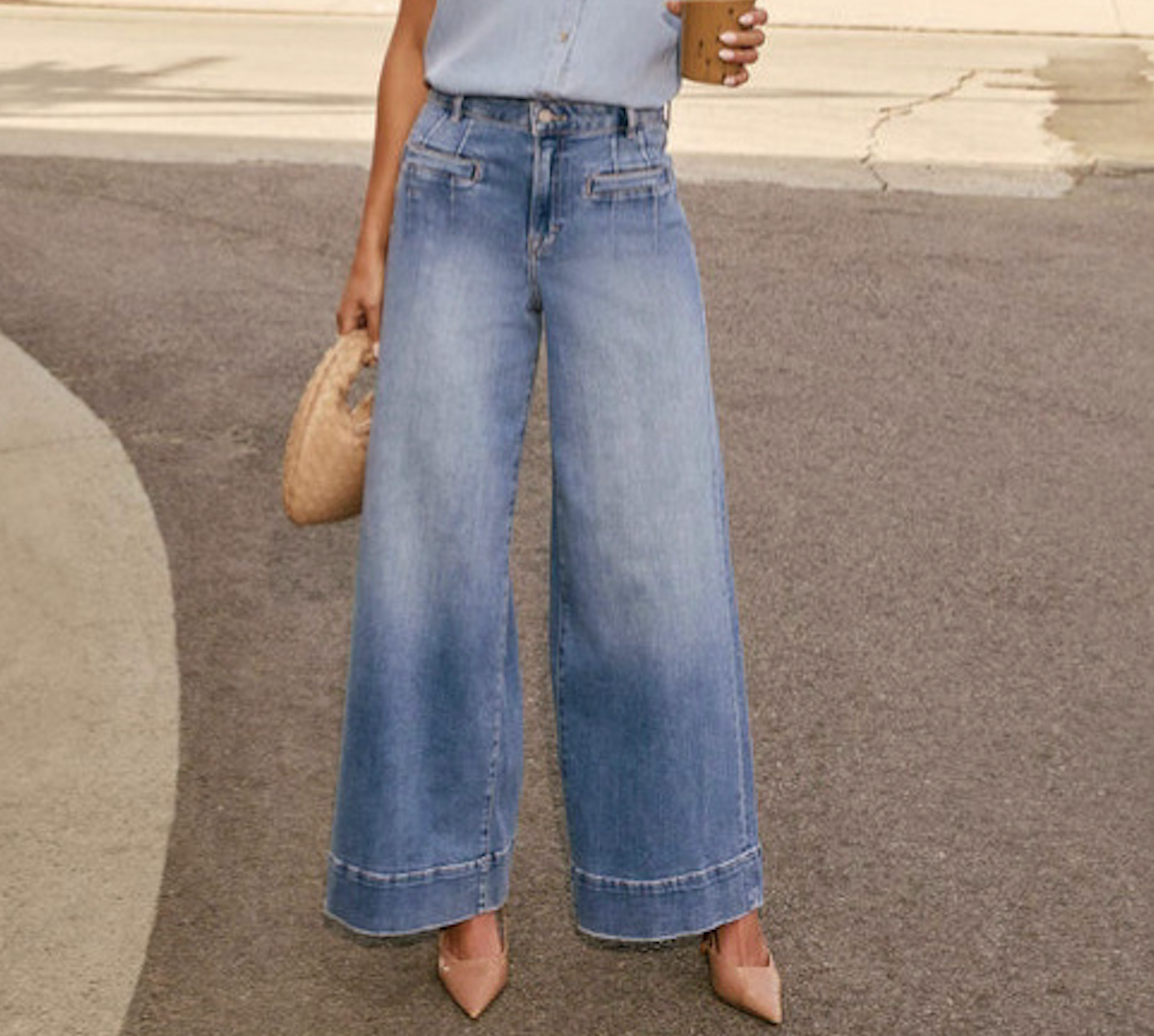 Washed Wide-Leg Denim