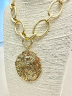 Hammered Pendant Gold Chain Necklace