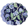 VIDA Blooms & Branches Reversible Round Placemats Set of 4 (Navy & Green)