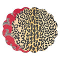VIDA Cheetah and Zebra Reversible Round Placemats Set of 4 (Red & Black)