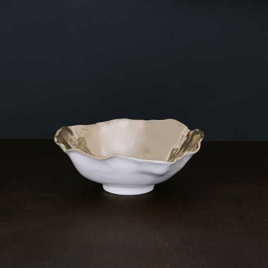 THANNI Maia Lg Bowl (White and Gold)