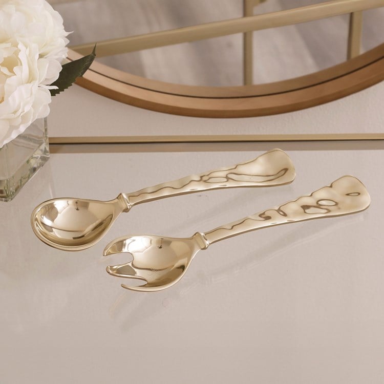 SIERRA MODERN Lg Salad Servers (Shiny Gold)