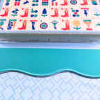 Mahjong Mat- Blue Scallop Color Wave