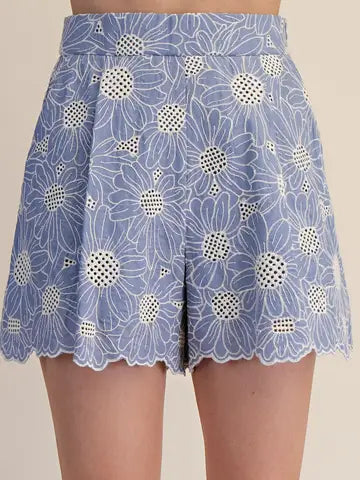 Blue Floral Shorts