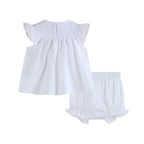 White Baby Sister Smocked Dress and Bloomer Set: 3-6M