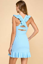 Blue Ruffles Athleisure Dress