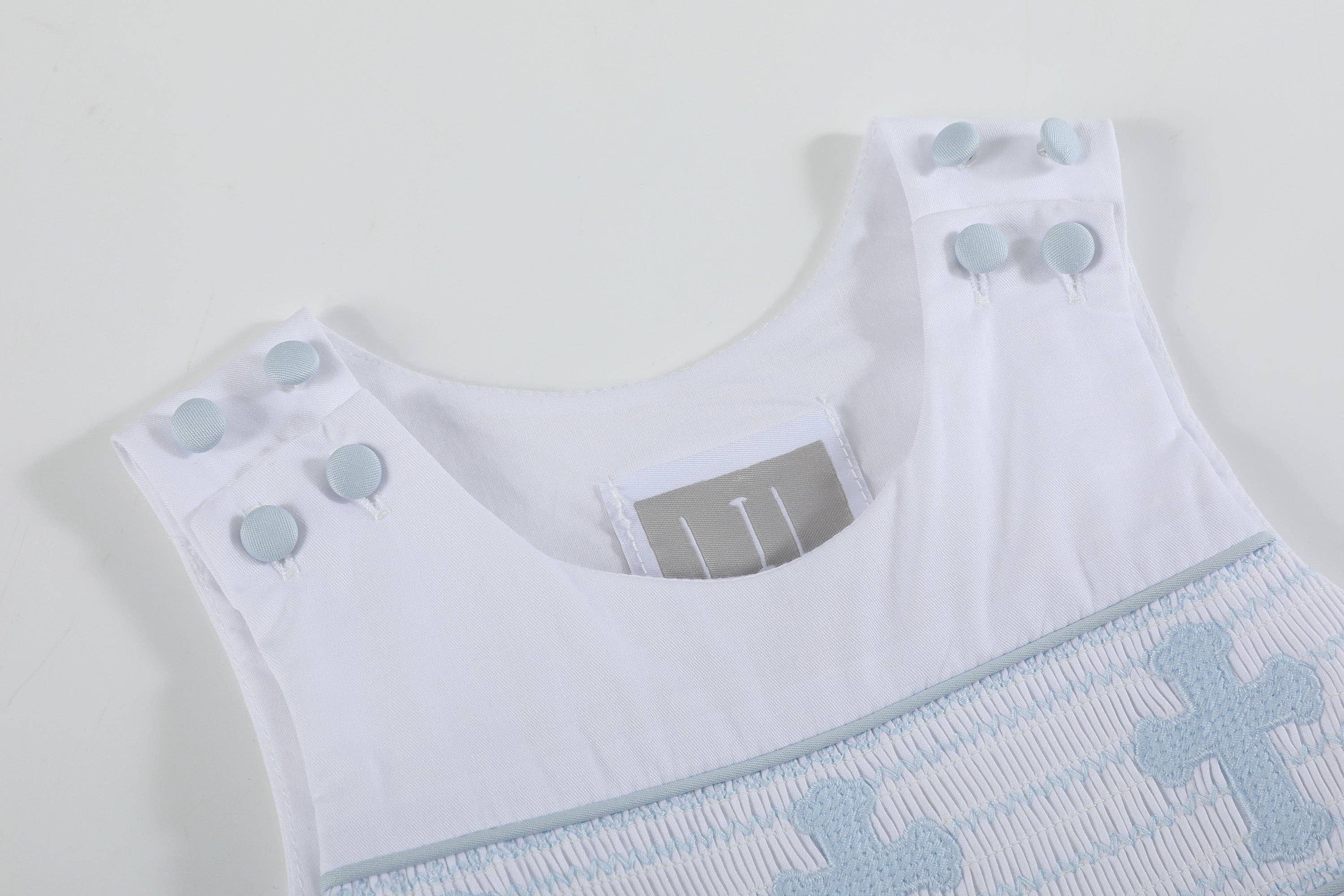 White and Blue Holy Crosses Smocked JonJon