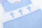 Periwinkle Blue Crosses Smocked JonJon