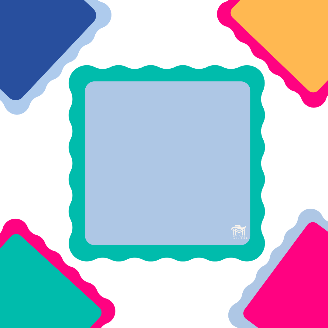 Mahjong Mat- Blue Scallop Color Wave