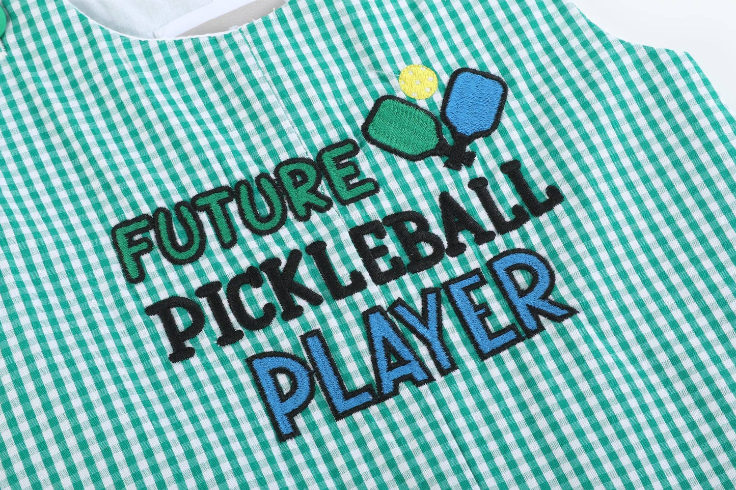 Future Pickleball Player Gingham Romper