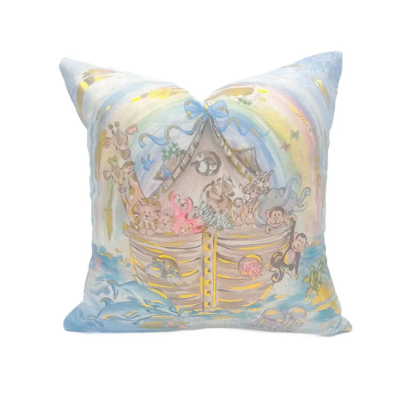 Noah's Ark Gold Foil Pillow