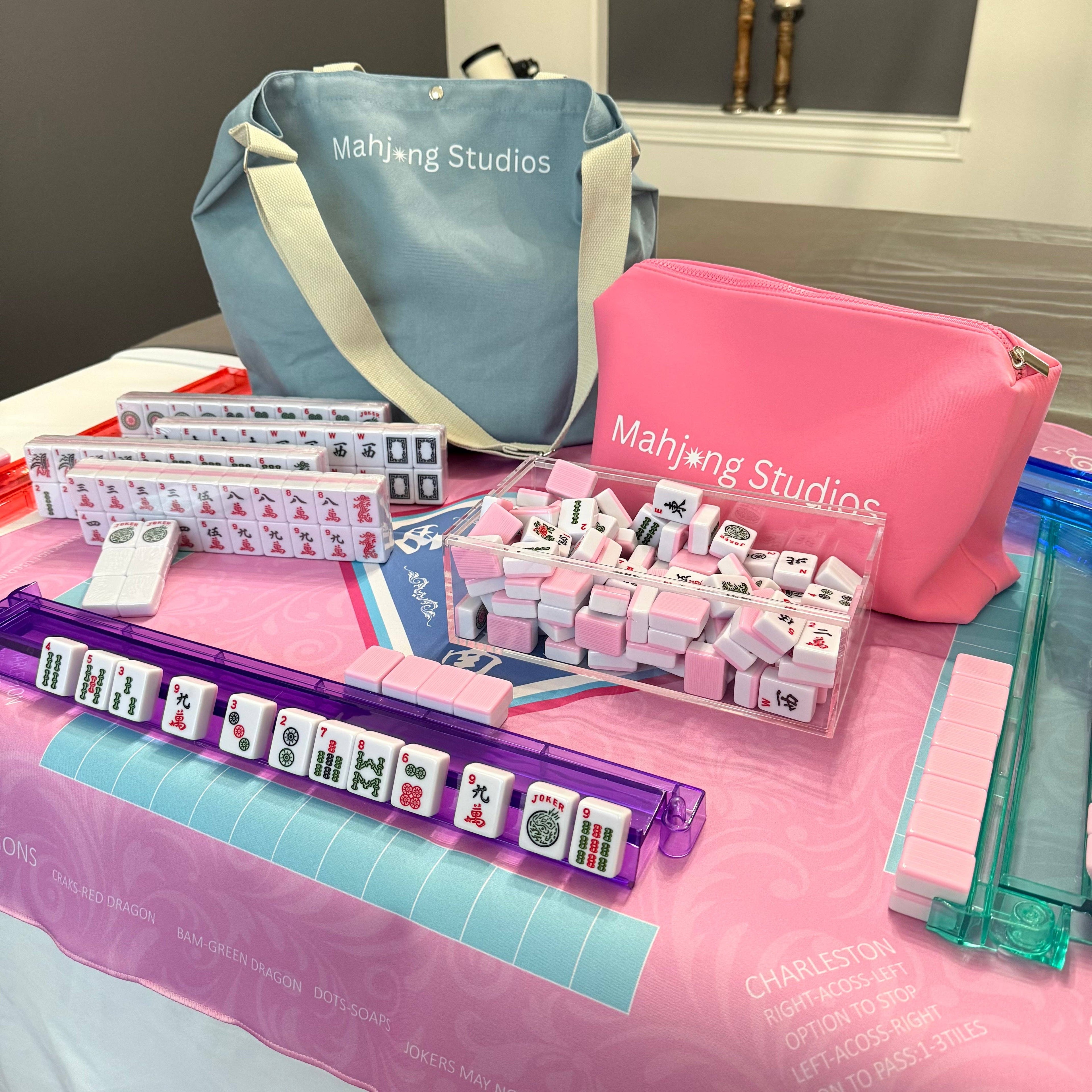 Mahjong Bundle - Blue Tote/Pink Tiles