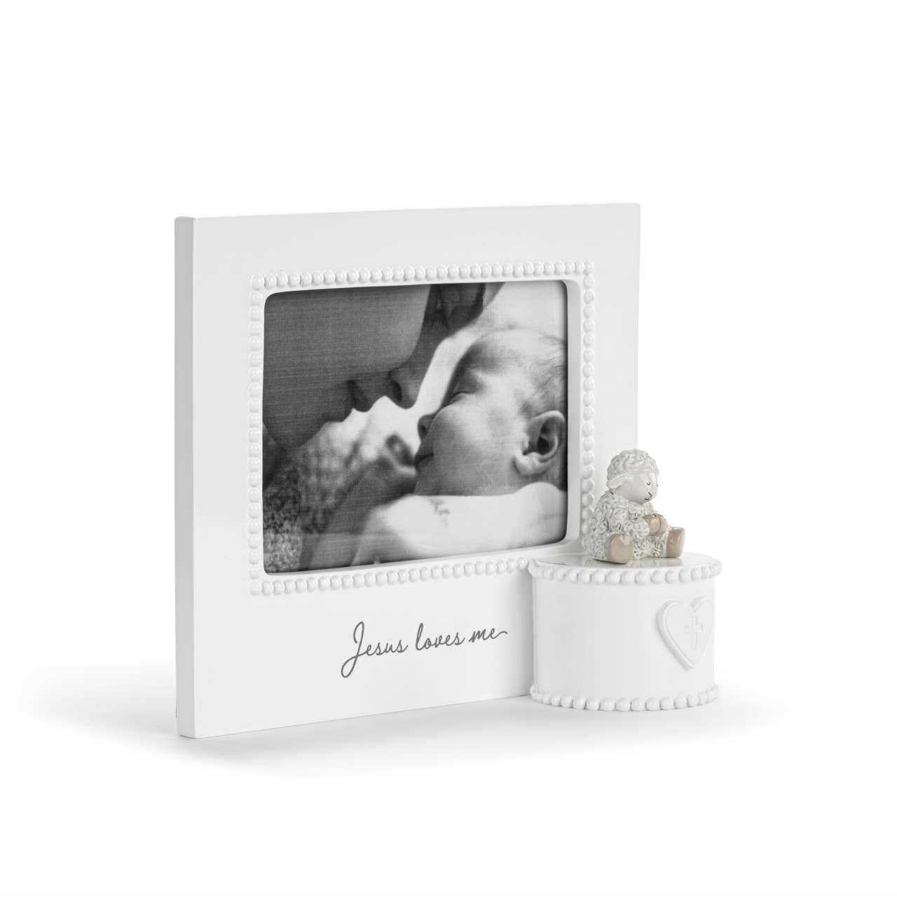 Jesus Loves Me Cream Lamb Musical Frame