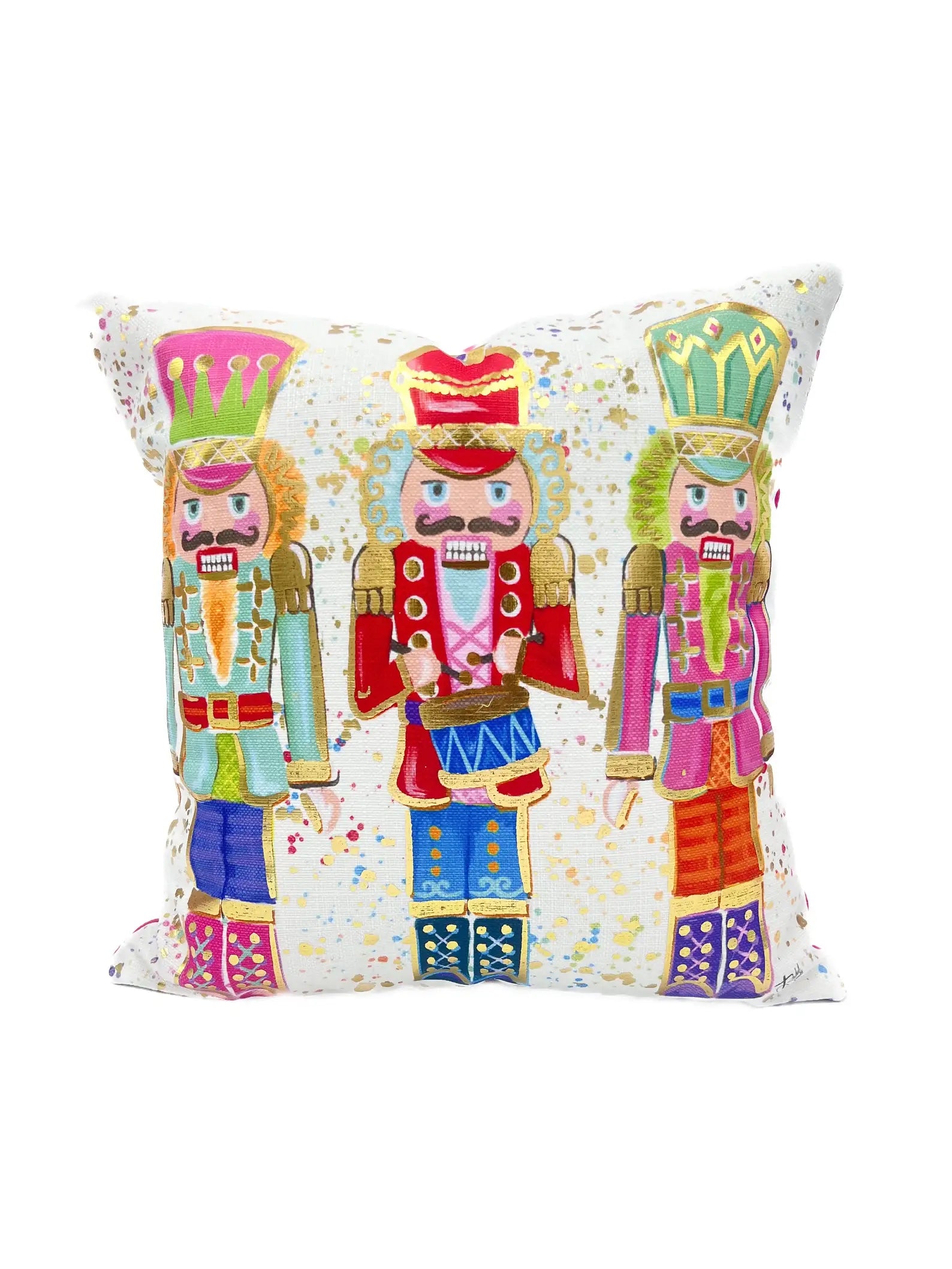 Colorful Golden Nutcrackers Pillow