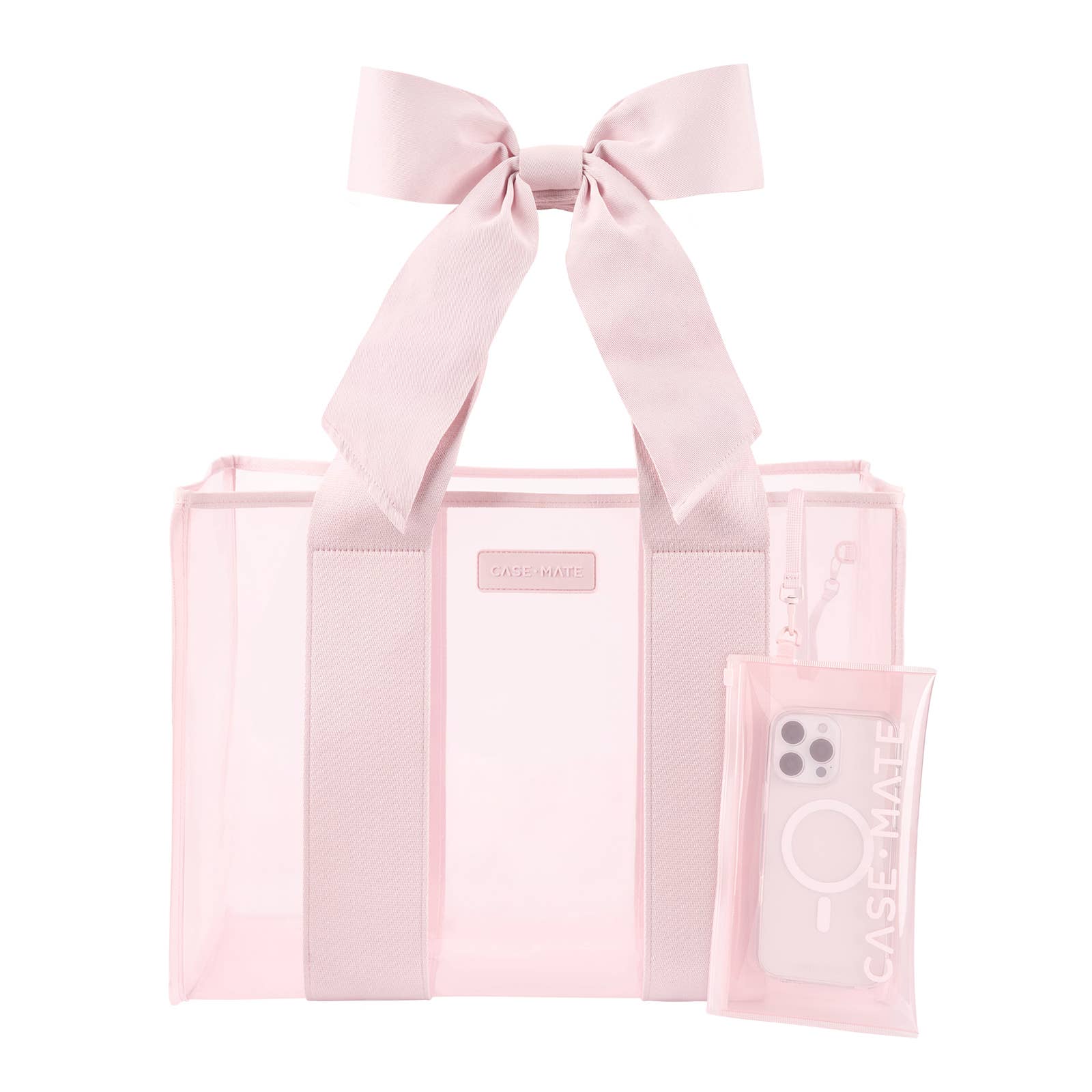 Special Edition Bow Beach Tote With Phone Pouch: Ballet Pink