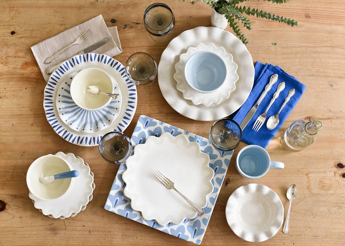 Iris Blue Burst Ruffle Salad Plate