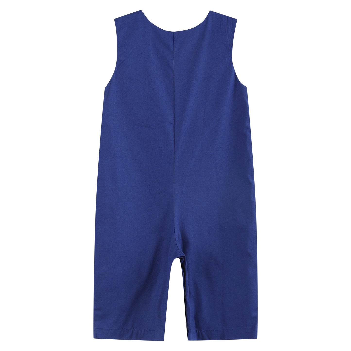 Royal Blue Santa and Sleigh Smocked Overalls: 12-18M
