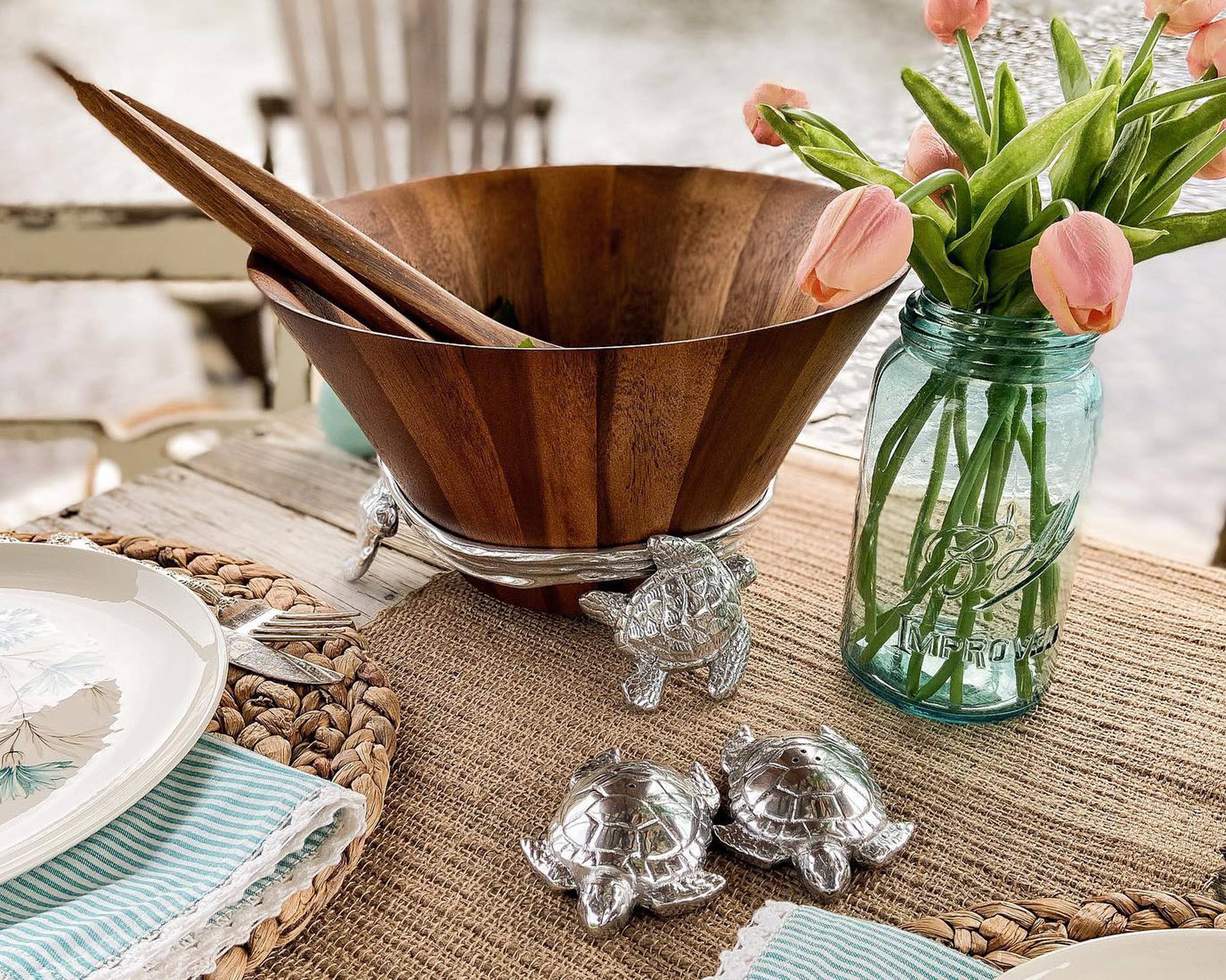Sea Turtle Wood Salad Bowl