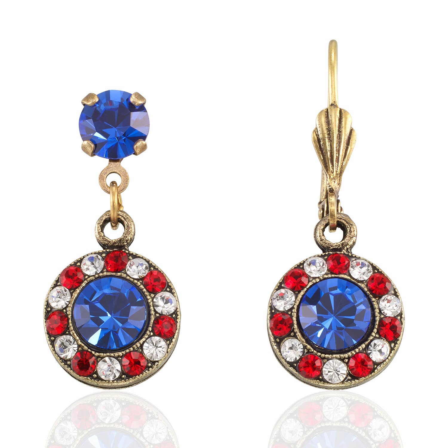 Patriotic Halo Crystal Drop Earring