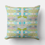 Ava Decorative Abstract Art Throw Pillow Green Blue Mauve: 18x18