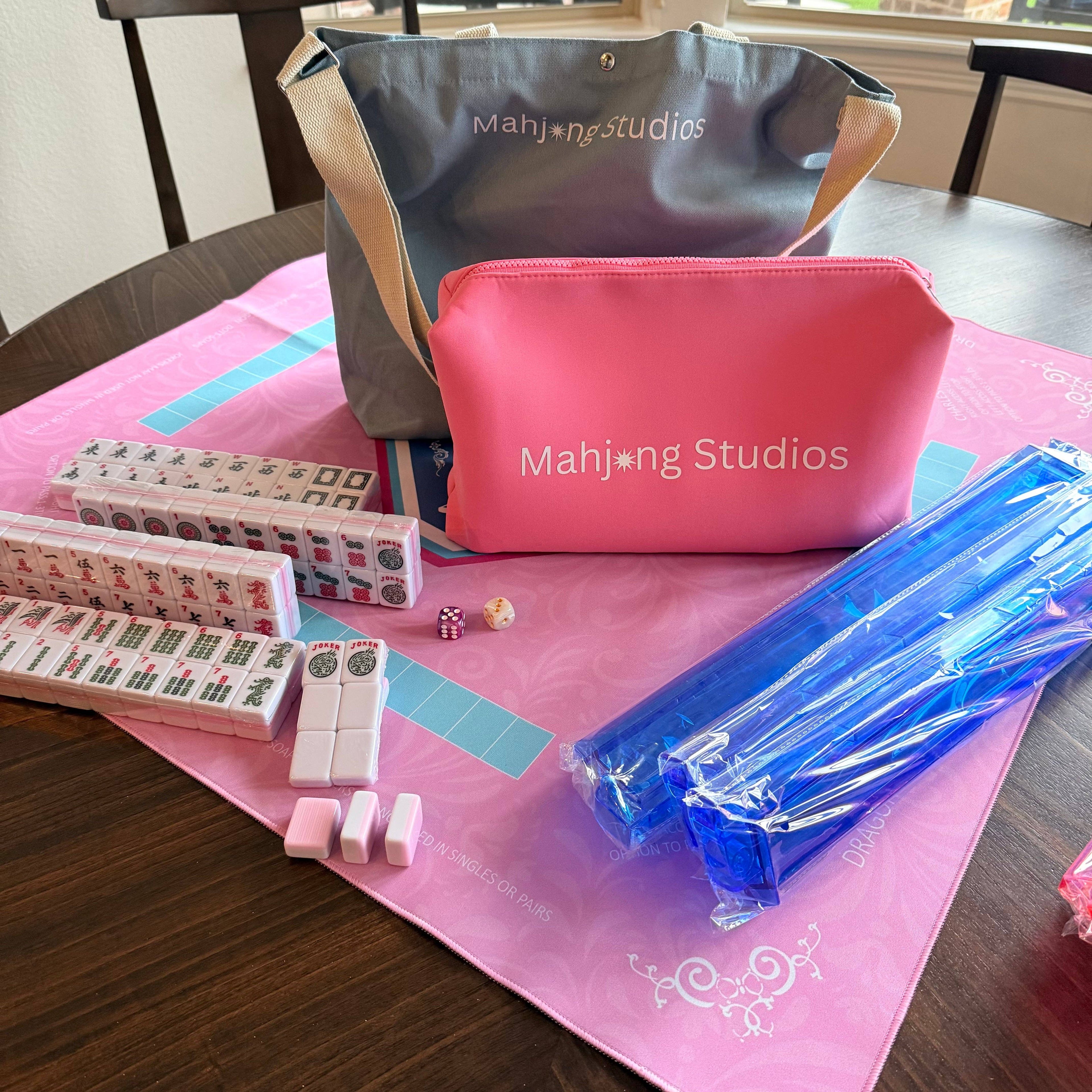Mahjong Bundle - Blue Tote/Pink Tiles