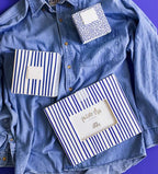 Indigo Skinny Stripe Medium Mini Nesting Cube
