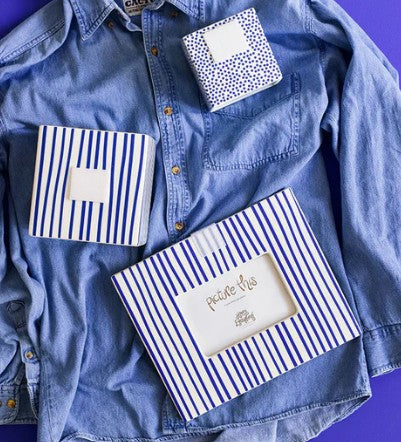 Indigo Skinny Stripe Medium Mini Nesting Cube