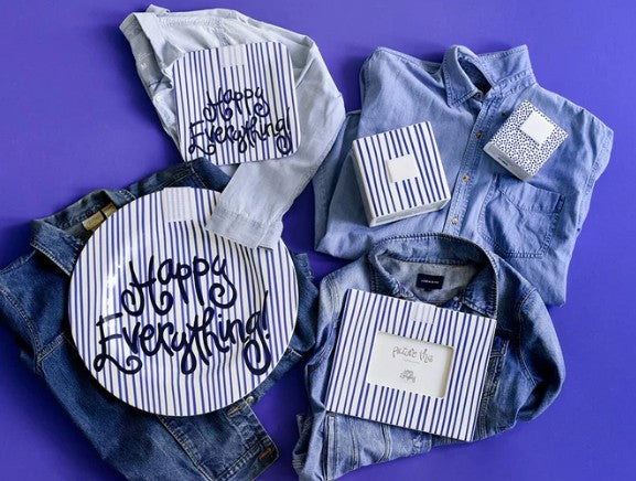 Indigo Skinny Stripe Mini Rectangle Frame