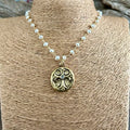 Gold Pearl Maltese Cross Necklace