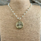 Gold Pearl Maltese Cross Necklace