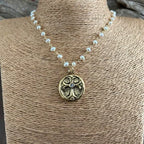 Gold Pearl Maltese Cross Necklace