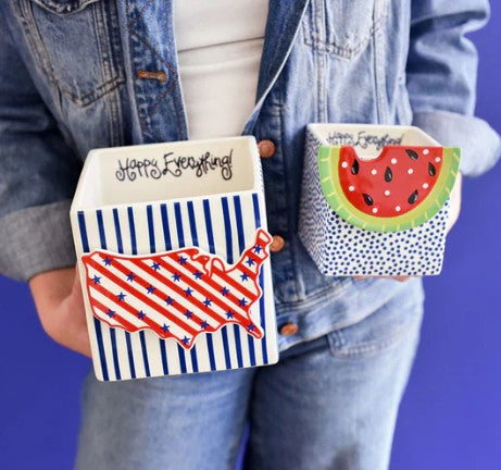 Indigo Skinny Stripe Medium Mini Nesting Cube