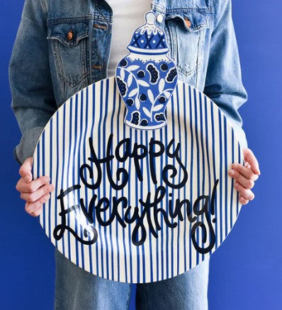 Indigo Skinny Stripe Big Happy Everything Round Platter