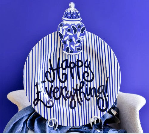 Indigo Skinny Stripe Big Happy Everything Round Platter